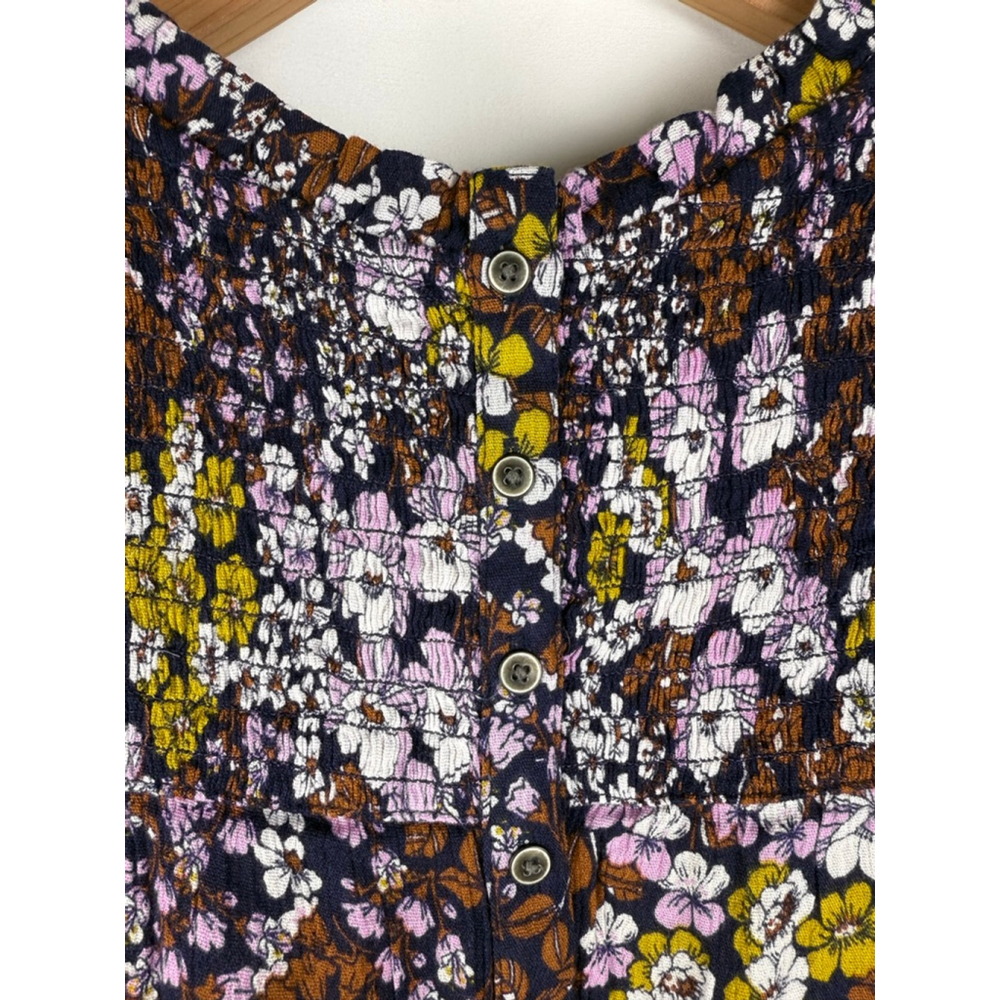 Women's Caslon Floral Cold Shoulder Smocked Top Navy/Pink Size XL - Picture 7 of 8